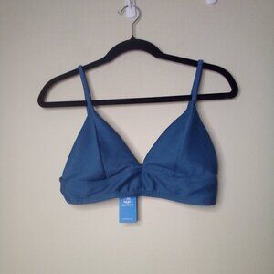 Cupshe Bikini Top Women M Swim Ribbed Textured Padded Blue